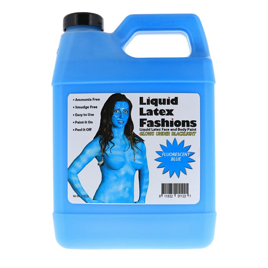 32oz Fluorescent Blue - Liquid Latex UV Black Light Body Paint