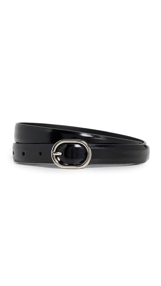 Vince Women's 20mm Fe Spazzolato Belt, Black/Palladium, M