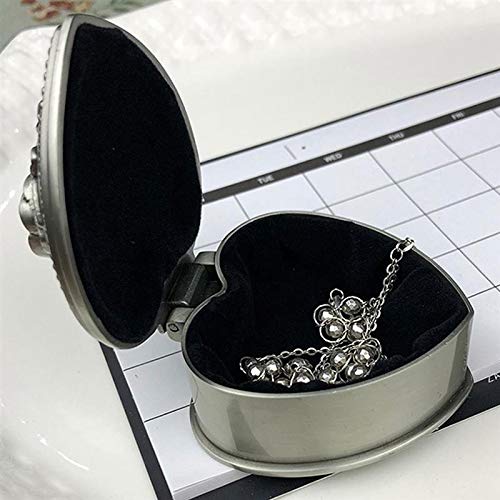 Aimeio Vintage Jewelry Box Metal Treasure Box Antique Love Heart Shape Metal Jewelry Box Princess Jewelry Makeup Organizer Birthday Gift (Love Heart)