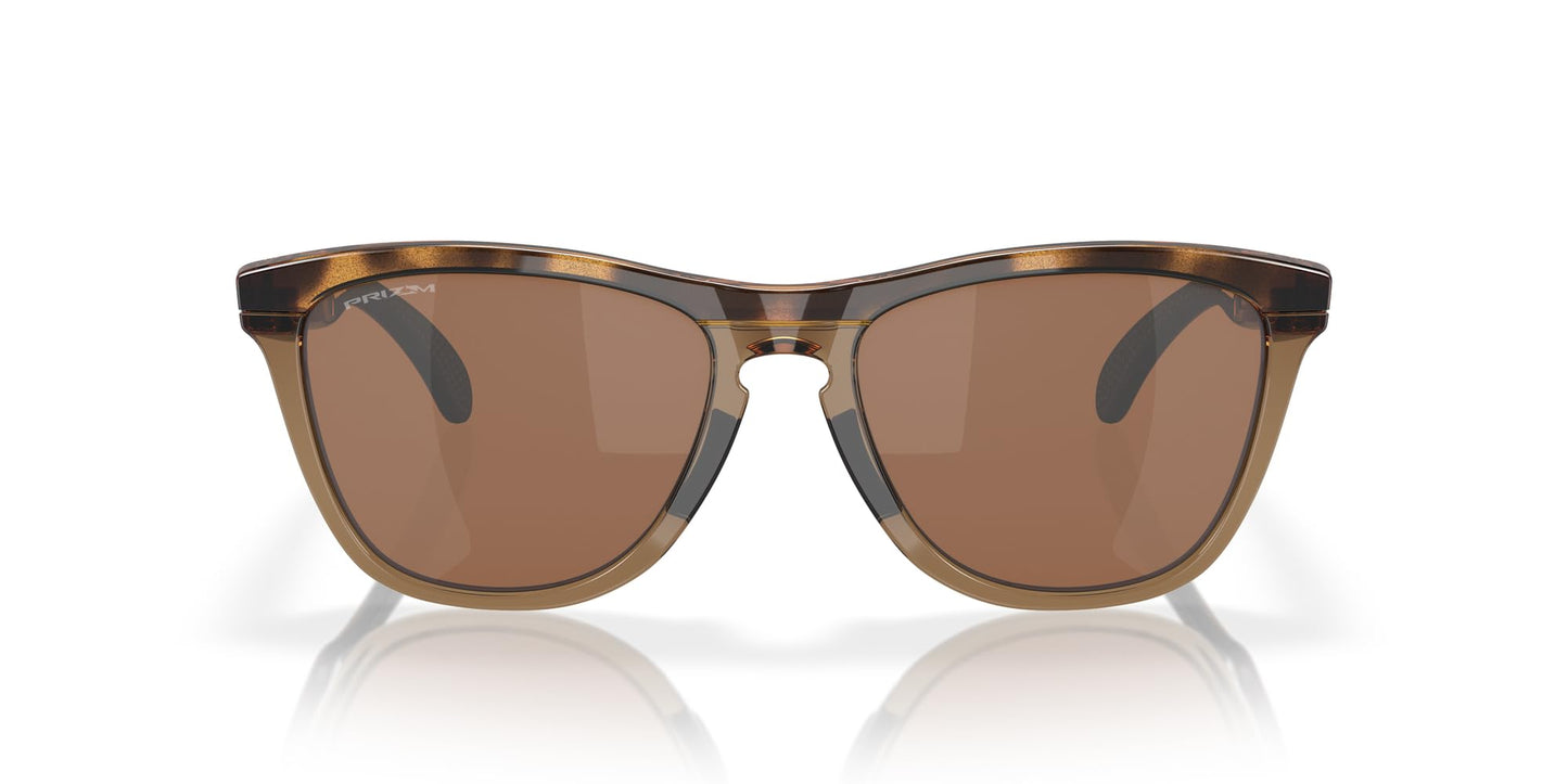 Oakley OO9284A Frogskins Range Low Bridge Fit Round Sunglasses, Brown Tortoise/Brown Smoke/Prizm Tungsten, 55 mm