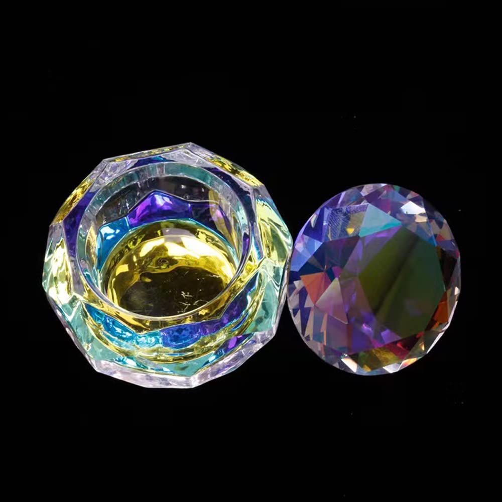 Nail Dappen Dish with Lid, ForSewian Crystal Glass Nail Monomer Dampen Dish Holder for Nail Acrylic Liquid & Powder