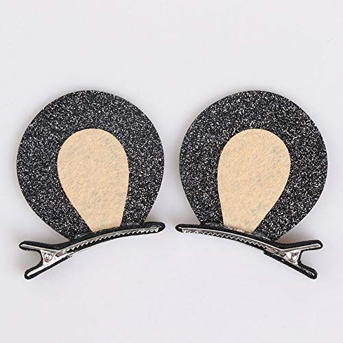 Bear Ear Hair Clip Pin Baby Girls Hair-Clips Hairpin Black Bear Ear Hairgrip BBG09 (Black)