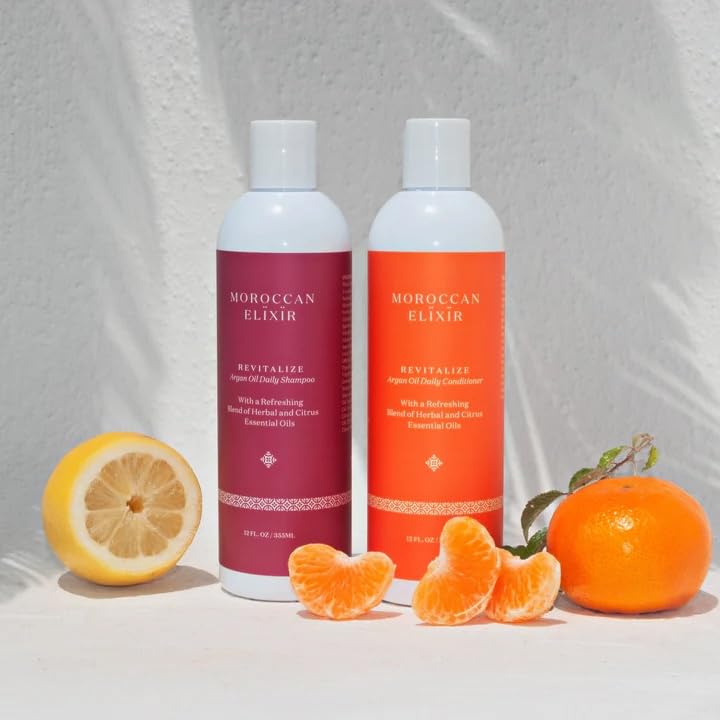 Moroccan Elixir Revitalize Hair Treatments Argan Shampoo & Conditioner Set For Woman | Enriched with Antioxidants, Minerals & Vitamin E | Suitable