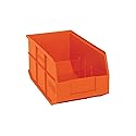 Quantum Storage K-SSB443OR-4 4-Pack Stackable Plastic Shelf Bin, 14" x 8-1/4" x 7", Orange