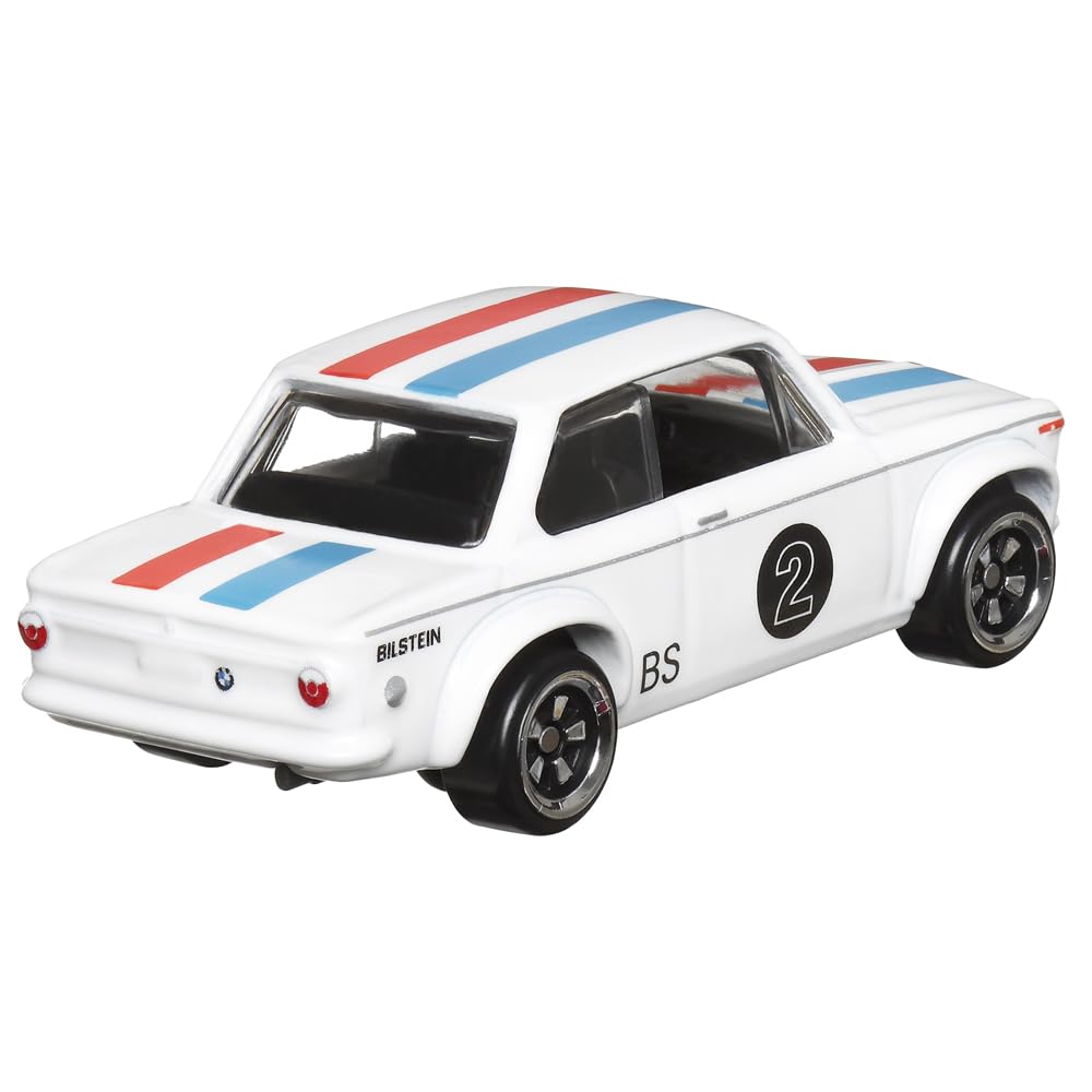 Hot Wheels Collectible Die-Cast Vintage Racing Club Vehicle - White with Red and Blue Stripes Sports Car - Inspired by BMW 2002 - HRT81-3/6