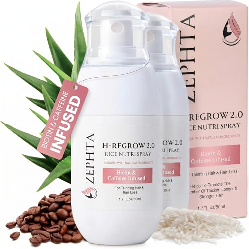 Zephta H-Regrow Hair Growth Spray - With Rice Water, Biotin, Aloe Vera, Caffeine, and Ginger - Hair Growth Product for Men and Women - For Thinning Beauty and Personal Care Zephta Default Title