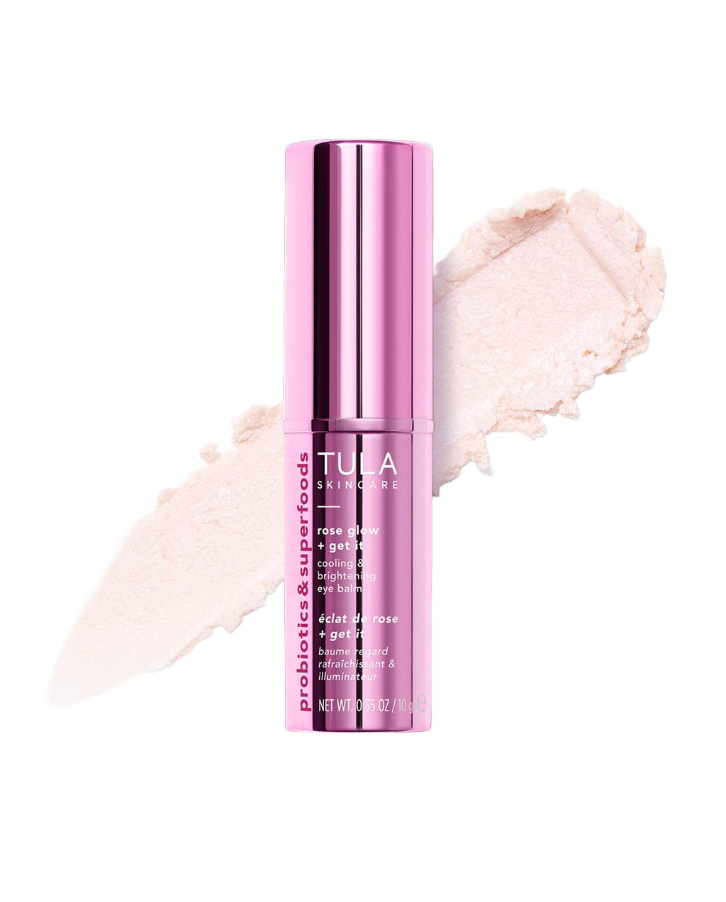 Tula Skin Care Chrome Rose Glow & Get It Cooling Brightening Eye Balm | Dark Circle Under Treatment, Instantly Hydrate and Brighten Undereye Area