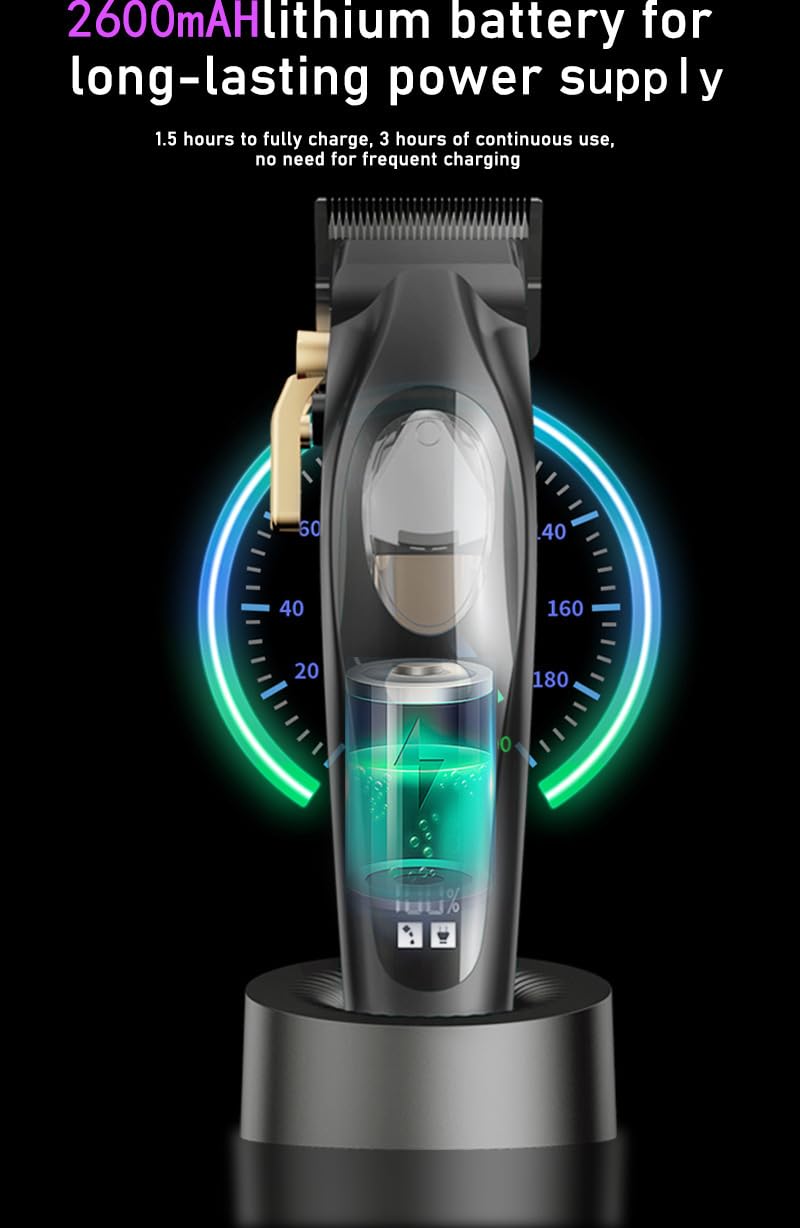 Barber Hair Clippers [Brushless 9900RPM & Cordless] for Men Professional & Trimmers Set with USB-C Charging Stand Tools Cutting Kit with LCD Display 4 Beauty and Personal Care GLESVOWIO