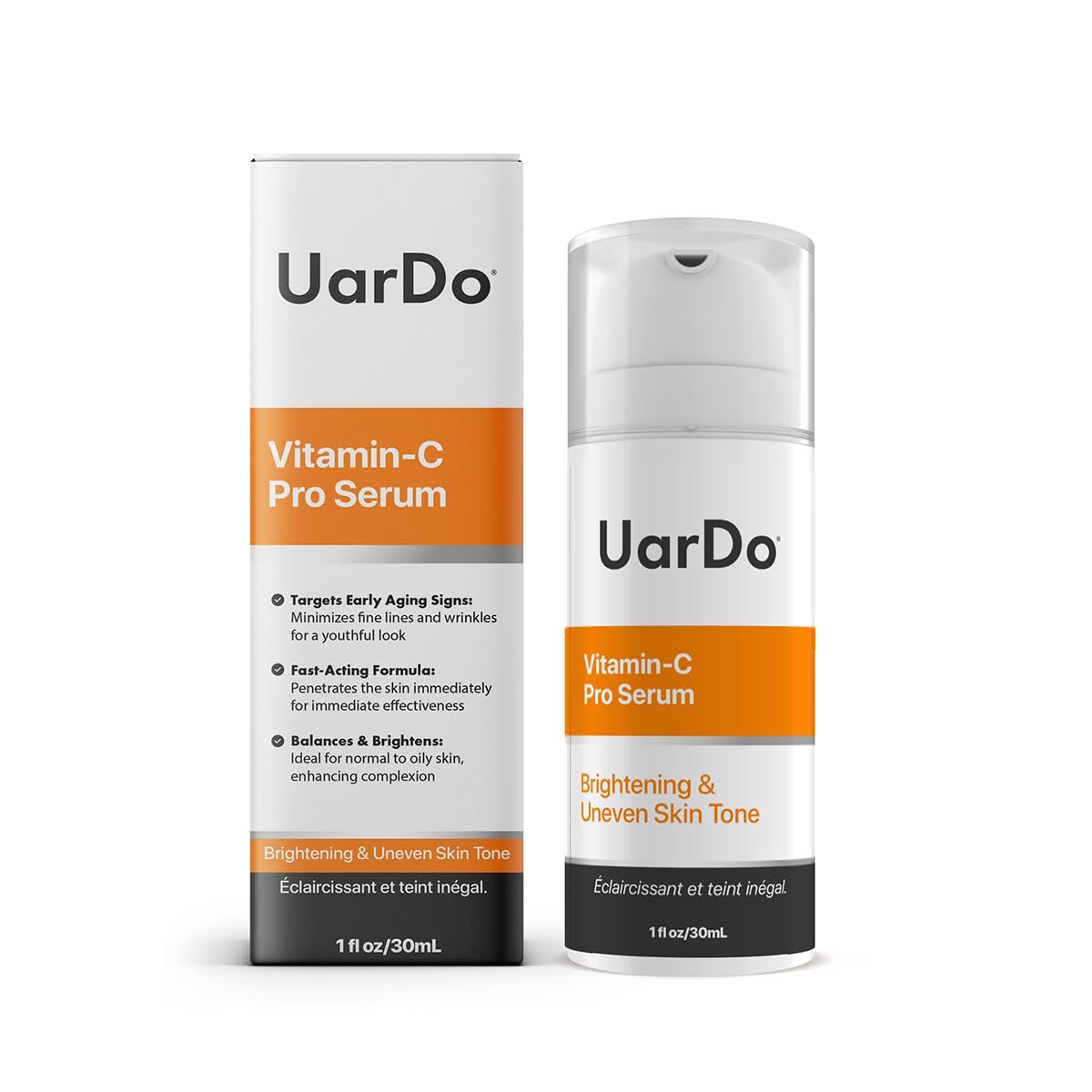 Uardo Vitamin-C Pro Serum 1 Fl Oz/ 30 ml - usn105 | For All Skin Types | Smoother Skin Brighten Complexion | Revitalization | For Women and Men