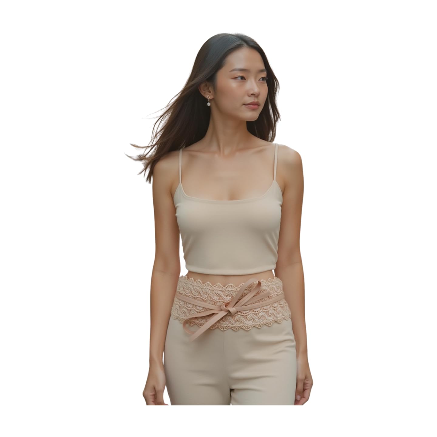 TrendyFashionJewelry TFJ Women Wrap Around Tie Belt Hip High Waist Pastel Pink Salmon Wide Lace Fabric S M L