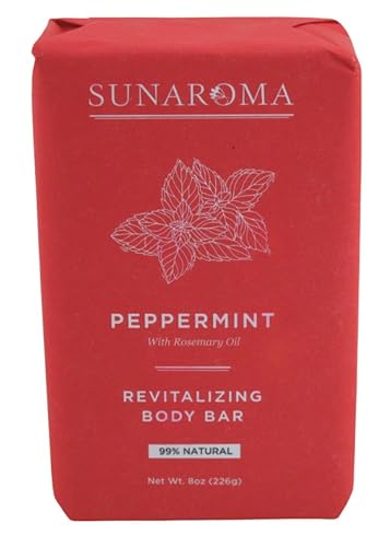 Sunaroma Bar Pepper Mint Oil Soap 8 Ounce (236ml) (6 Pack)