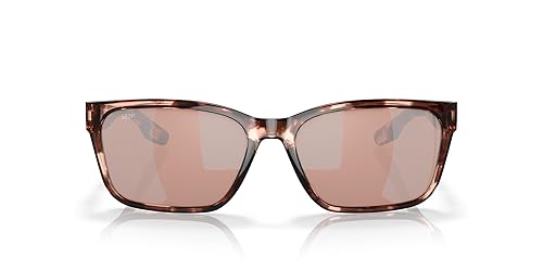 Costa Del Mar Womens Palmas Rectangular Sunglasses, Coral Tortoise/Copper Silver Mirrored Polarized-580P, 57 mm