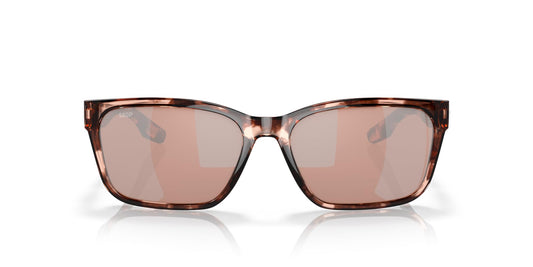Costa Del Mar Womens Palmas Rectangular Sunglasses, Coral Tortoise/Copper Silver Mirrored Polarized-580P, 57 mm