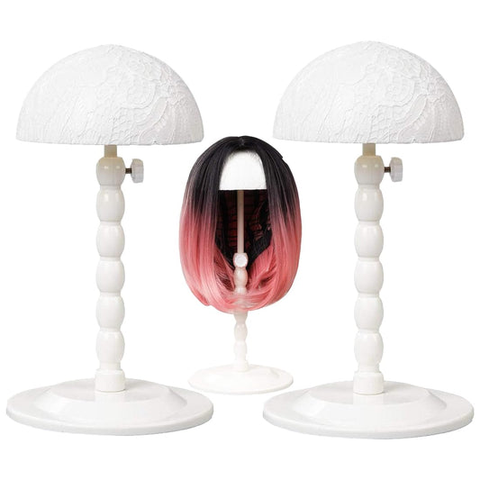 Youngther 2Pcs Wig Stand Adjustable Height Hat Display Portable Folding Wig Head Holders Plastic Wig Stand for Styling Wig Hair Drying Display(2 PCS
