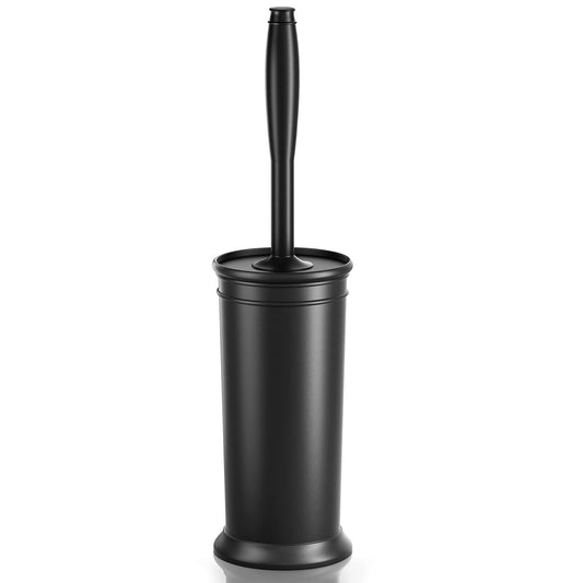 UPTRONIC Toilet Brush Set with Extra Long Handle & Durable Bristles, Covered Holder for Bathroom Cleaning, Black, 1 Set