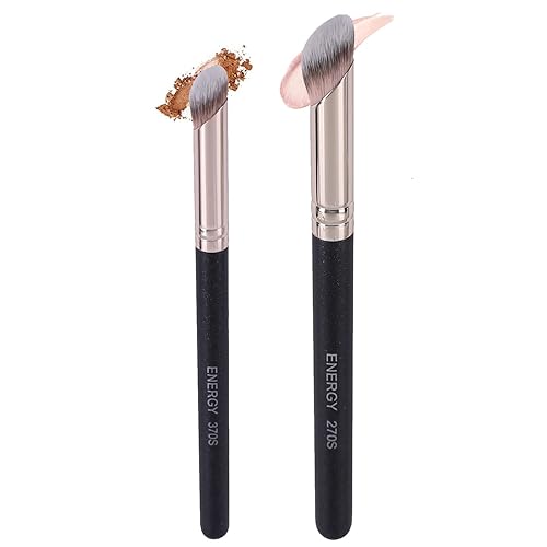 ENERGY Foundation Brushes Set - Angled Brush & Mini Concealer Brush Premium Synthetic Eye Makeup Bushes for Blending Liquid Foundation Cream Powder