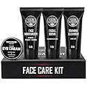 Viking Revolution Men's Facial Skin Care Kit - Includes Rejuvenating Face Moisturizer, Microdermabrasion Facial Scrub, Foaming Cleanser (5oz Each)