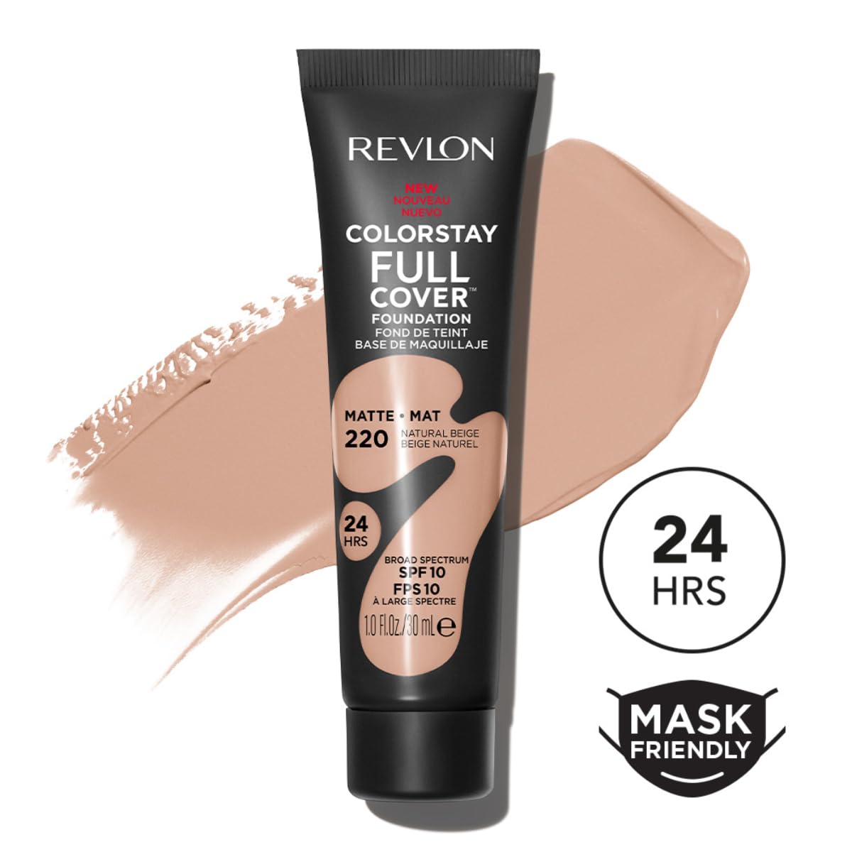 Revlon Liquid Foundation, ColorStay Face Makeup for Normal and Dry Skin, Longwear Full Coverage with Matte Finish, Oil Free, Natural Beige, 1.0 Fl Oz