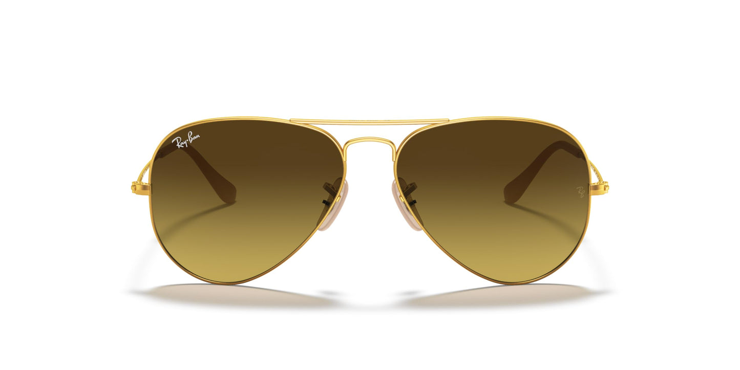 Ray-Ban RB3025 Aviator Large Metal Gradient Unisex Sunglasses Matte Gold Frame/Brown Gradient Lens