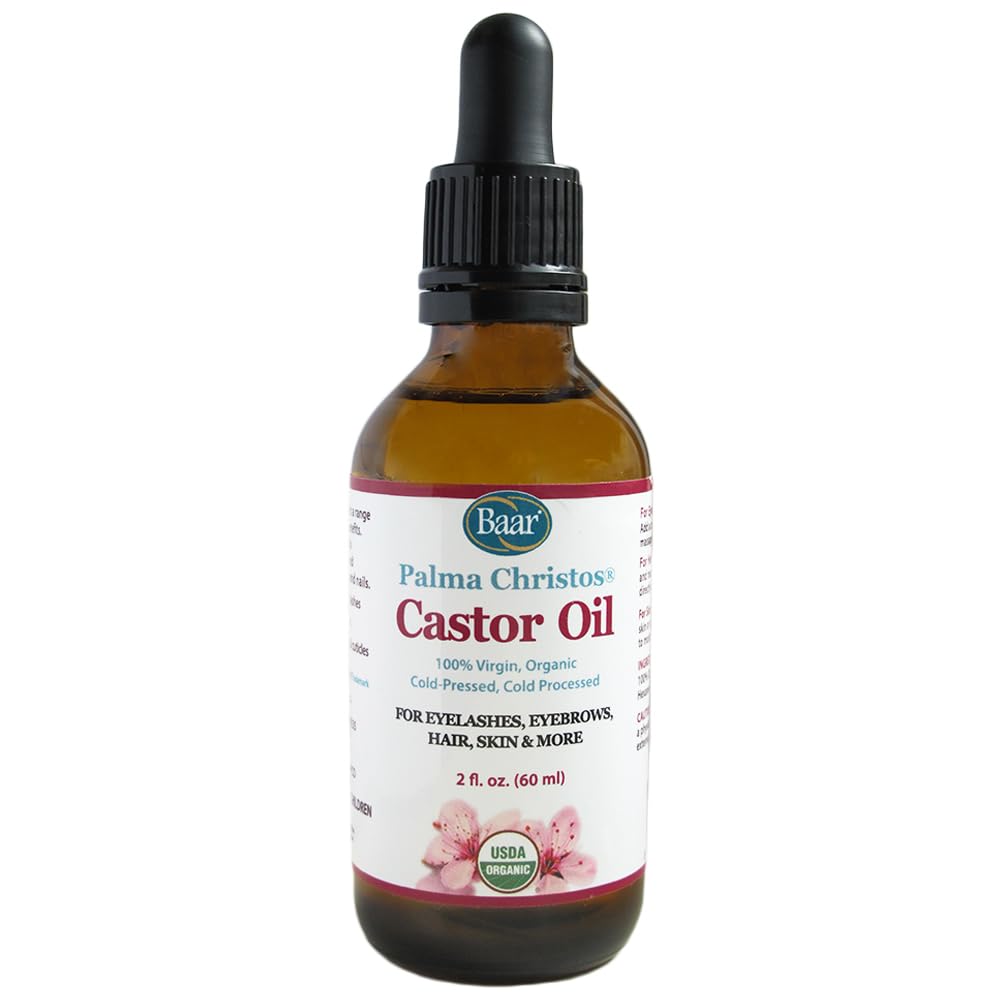 Baar Palma Christos Castor Oil, Organic, 100% Pure, Cold-Pressed, Hexane-Free Products. Helps with Conditions for Hair Growth for Eyebrows, Hair