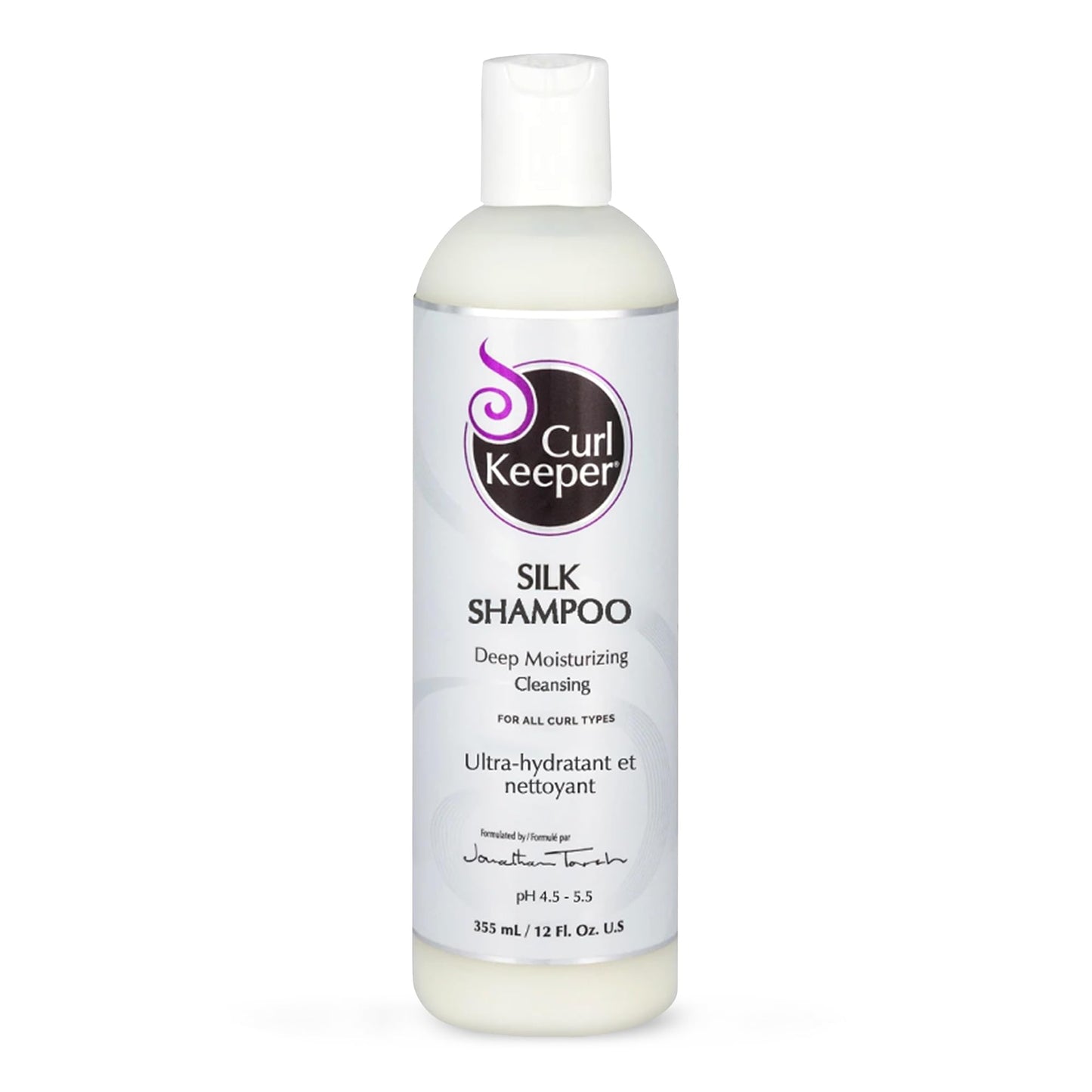 Curl Keeper Silk Shampoo for Curly Hair, 12 Fl Oz - Deep Moisturizing & Cleansing Daily Hair Shampoo with Silk Amino Acids for All Curl Types - Water