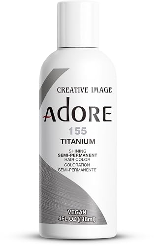 Adore Semi Permanent Hair Color (155 Titanium) | Vegan & Cruelty-Free Grey Hair Dye | No Ammonia, No Peroxide, No Alcohol | 4 Fl Oz