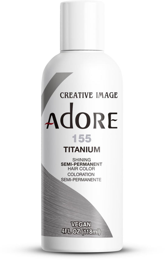 Adore Semi Permanent Hair Color (155 Titanium) | Vegan & Cruelty-Free Grey Hair Dye | No Ammonia, No Peroxide, No Alcohol | 4 Fl Oz