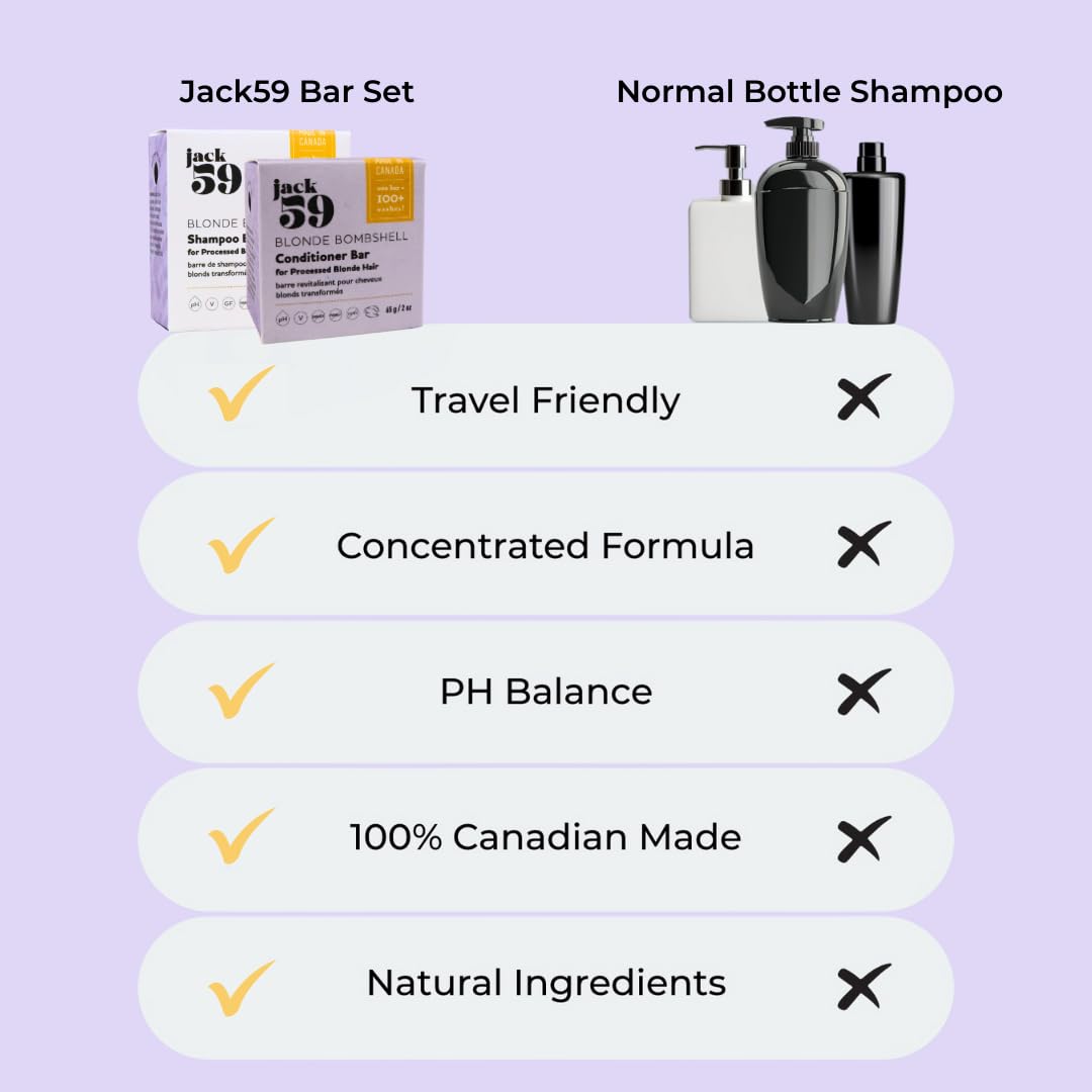 All Natural Shampoo and Conditioner Set for Silver, Grey & Blonde Hair, Bar Shampoo and Conditioner Set for Toning, Strengthening, and Moisturizing, 3