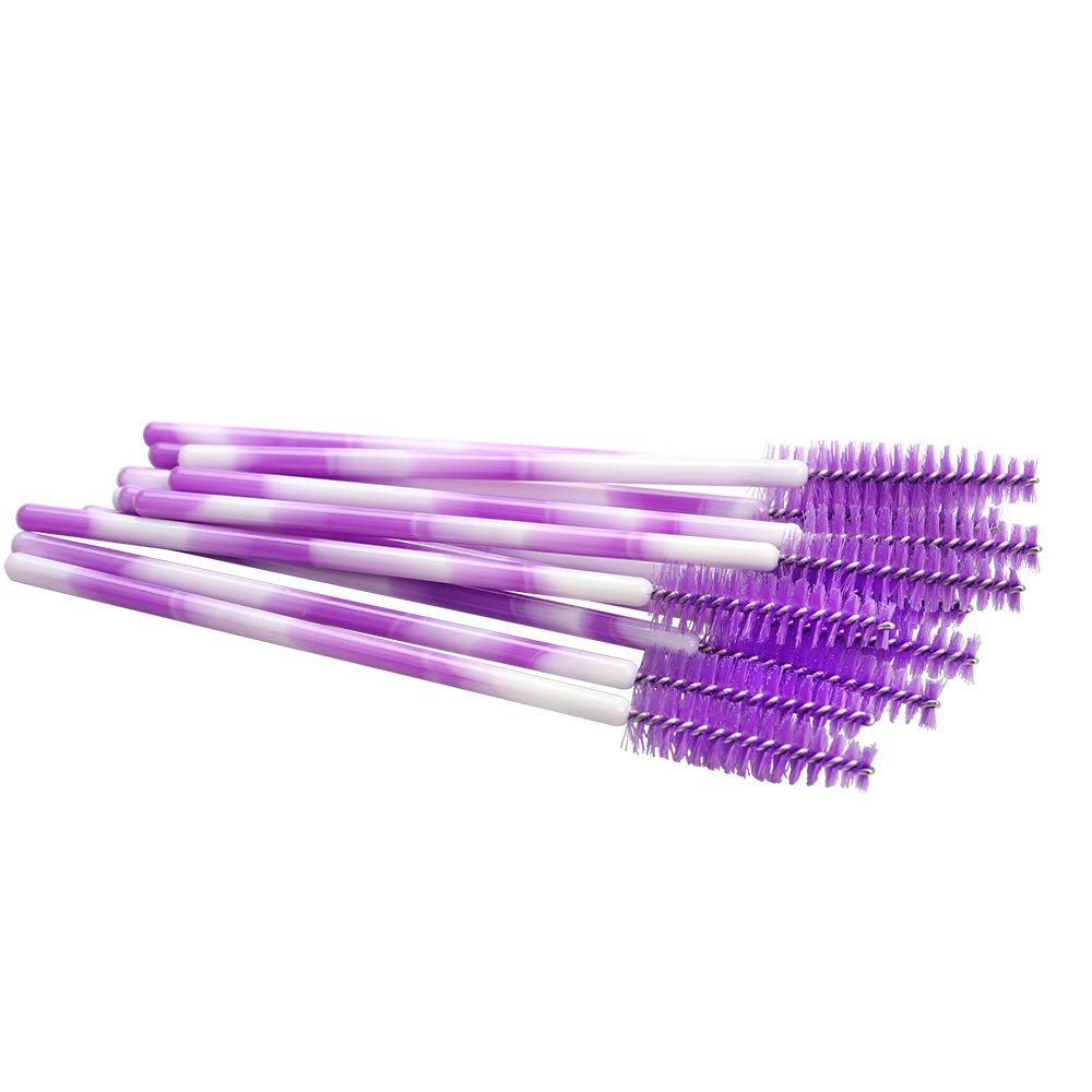 300 Pack Mascara Wands Disposable Eyelash Brush for Extensions Lash Applicators Tool Kit, Deep Purple