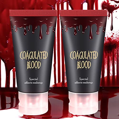 DE'LANCI Edible Fake Blood Gel, Realistic Sfx Fake Blood Makeup Kit, Washable fake blood for Clothes Mouth Eyes, Special Effects Makeup Kit