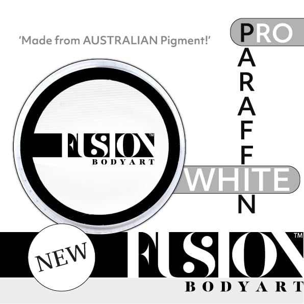 Fusion Body Art Face Paint | PRO Paraffin White (32gm), Professional Quality Water Activated Face and Body Paint Supplies Single Makeup Cake