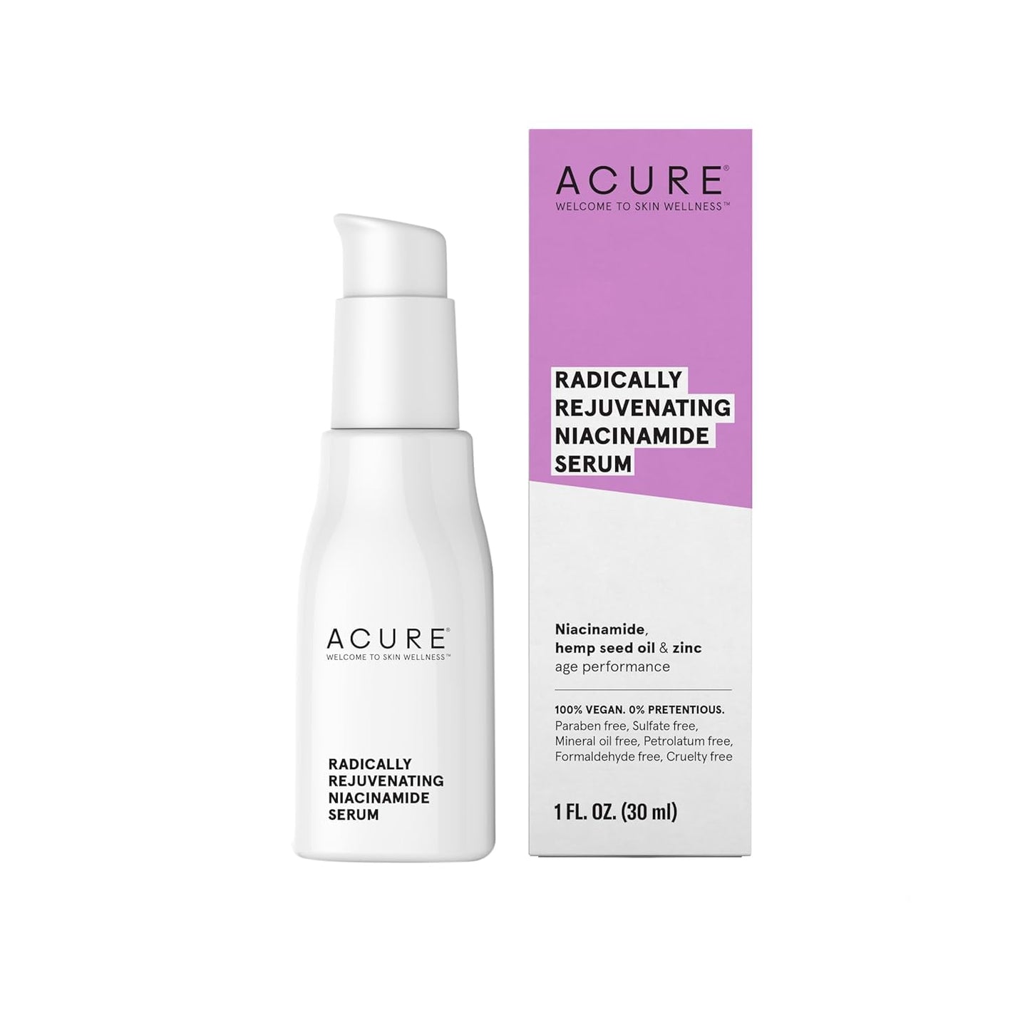 Acure Radically Rejuvenating Niacinamide Serum - Facial Anti-Aging Support Serum with Niacinamide, Hemp Seed Oil & Zinc PCA - Reduce Fine Line