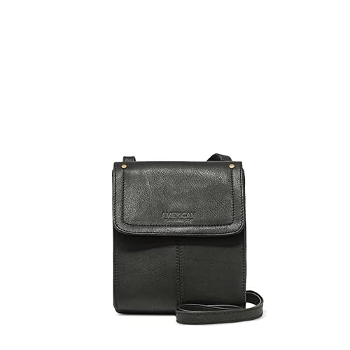 American Leather Co. Kansas Crossbody Bag, Black, 100% Genuine Leather Purse, Multi-Pocket Crossbody Sling Bag with Adjustable Straps, Functional…