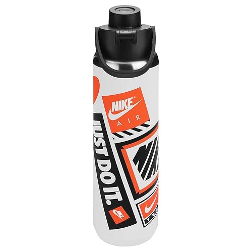 Nike SS Recharge Chug Bottle 24 Oz Graphic (White/Black/Safety Orange)