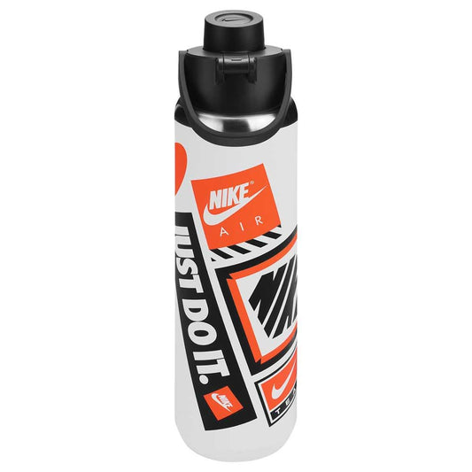 Nike SS Recharge Chug Bottle 24 Oz Graphic (White/Black/Safety Orange)