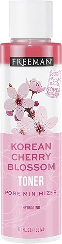 FREEMAN Beauty Makeup Remove Witch Hazel Toner for Face, Hydrating Korean Cherry Blossom, Pink, 6.1 Fl Oz