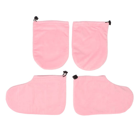 Paraffin Wax Gloves Booties for Women, Thermal Wax Treatment Mitts and Booties, Soft Lint SPA Hand Foot Care Set with Drawstring Closure for Home Beauty and Personal Care EAMWSA