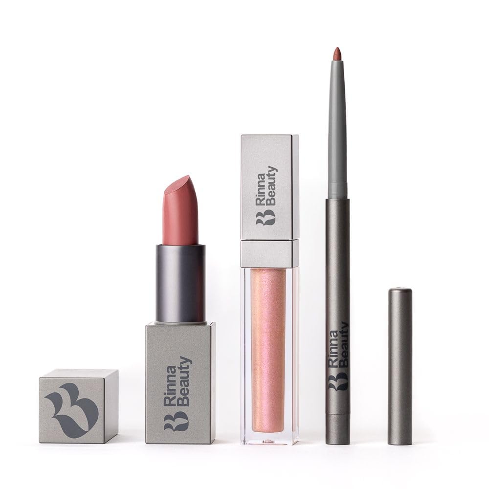 Rinna Beauty Lip Kit - Rodeo Drive - All in One Perfect Rose Lip Color - Includes Lipstick, Lip Gloss, and Lip Liner - Vegan Formula, Long-lasting,