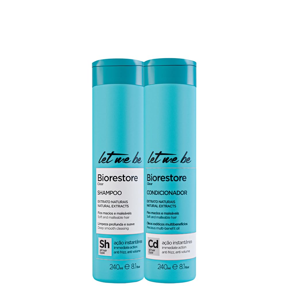 Let Me Be Biorestore Clear Duo - Shampoo & Conditioner Set (2x240ml / 8.1 fl.oz) - Anti-Frizz & Anti-Volume Daily Hair Care - Nourishing Formula