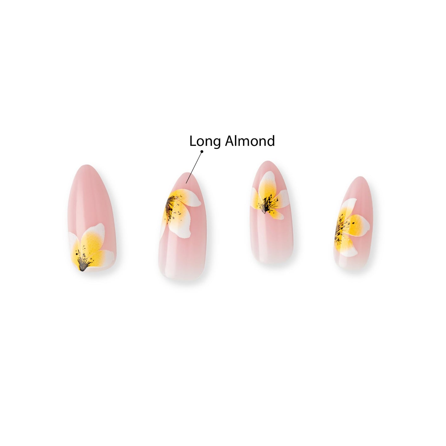 Goldfinger Trendy False Nails Kit, Long Almond Shape Design Nail, Pink & Flower Print, Ready to Wear Gel & Manicure Stick Included, Long-Lasting Beauty & Personal Care Goldfinger