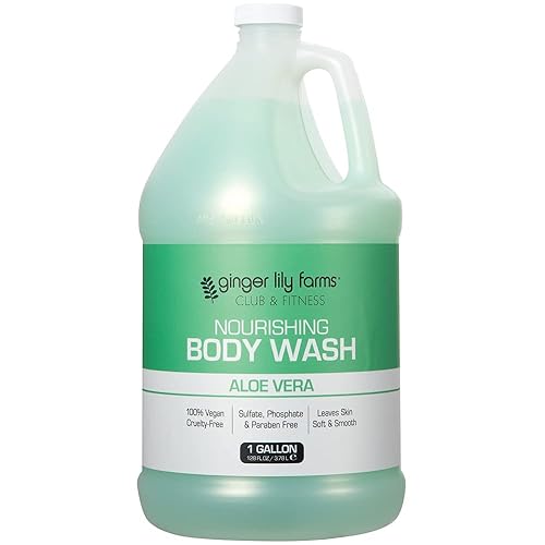 Ginger Lily Farms Club & Fitness Nourishing Body Wash, 100% Vegan & Cruelty-Free, Bath & Shower Gel for Men and Women, Aloe Vera Scent, 1 Gallon (128