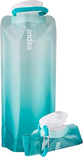 Vapur Flexible, Collapsible Wide Mouth Anti-Bottle with Detachable Carabiner, 34 Ounce, Malibu Teal, Pack of 1