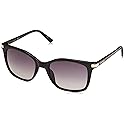 Calvin Klein Women's CK19536S Cat-Eye Sunglasses, Black/Black, 55 mm