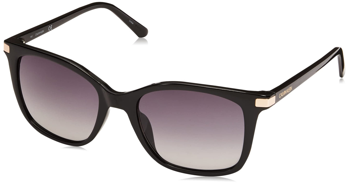 Calvin Klein Women's CK19536S Cat-Eye Sunglasses, Black/Black, 55 mm
