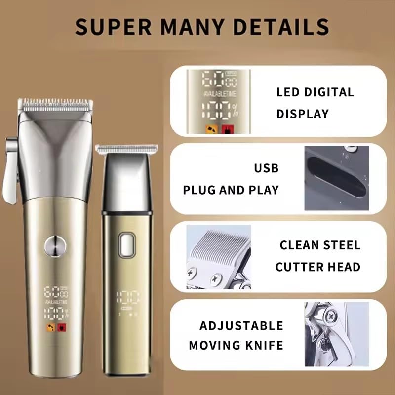 Professional Hair Clippers for Men, Cordless Trimmers Kit with LED Display Electric Beard Trimmer USB Rechargeable Beards Trimmer Haircut Grooming Kit Beauty and Personal Care QDKVTNDJZ