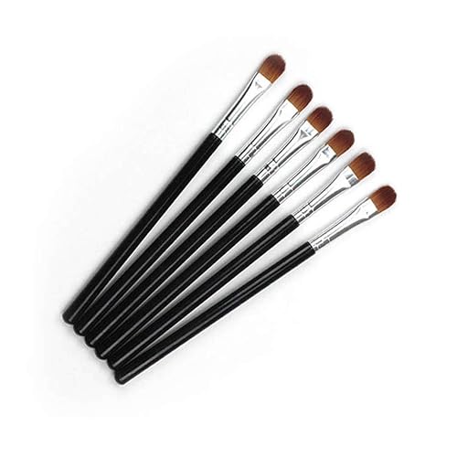 6Pcs Black Professional Shader Eyeshadow Brush - All Over Short Flat Shader Eye Makeup Brush with Dense Rounded Natural Hair Bristles to Pack Eye
