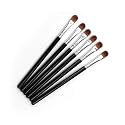 6Pcs Black Professional Shader Eyeshadow Brush - All Over Short Flat Shader Eye Makeup Brush with Dense Rounded Natural Hair Bristles to Pack Eye
