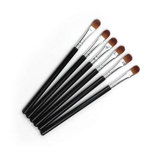 6Pcs Black Professional Shader Eyeshadow Brush - All Over Short Flat Shader Eye Makeup Brush with Dense Rounded Natural Hair Bristles to Pack Eye