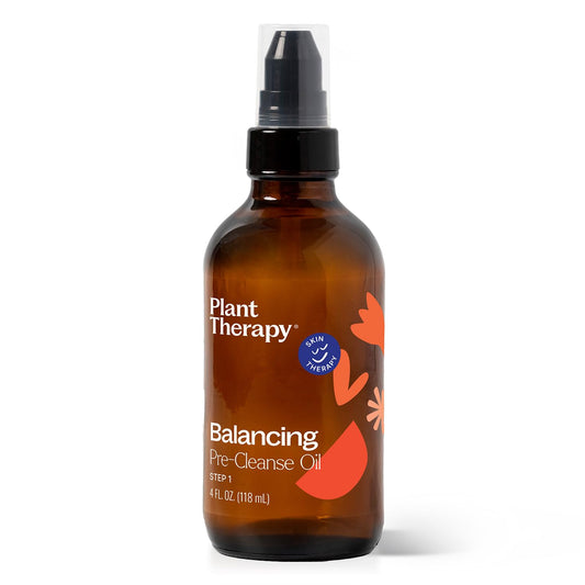 Plant Therapy Balancing Pre-Cleanse Oil (Oil Facial Cleanser for Normal/Dry Skin) 4 oz, Gently Removes Dirt, Makeup & Other Impurities