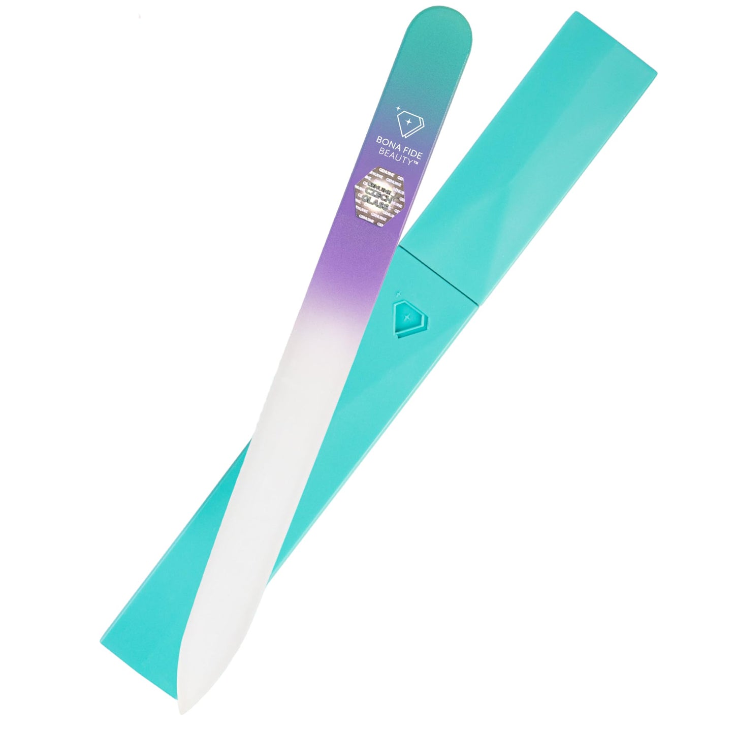 Bona Fide Beauty Czech Glass Nail File with Case, Pastel Green Violet Crystal File for Natural Nails. Nail Care Tool Gifts for Women Beauty and Personal Care BONA FIDE BEAUTY Default Title